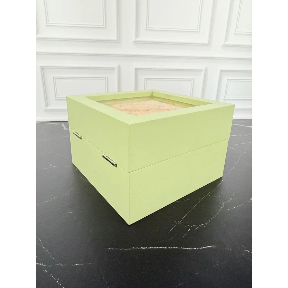Sage Green Wooden Latching Shadow Box Yellow Roses 6